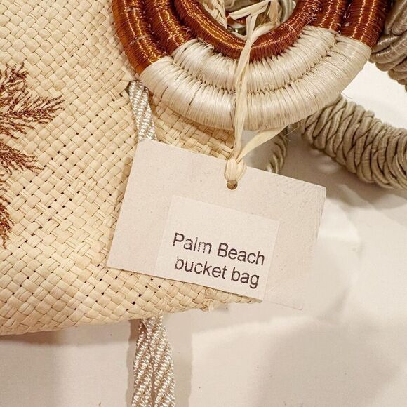 NWT Palma Canaria Palm Beach Bucket Bag $262.00 Handmade Tropical Handbag - Picture 8 of 8